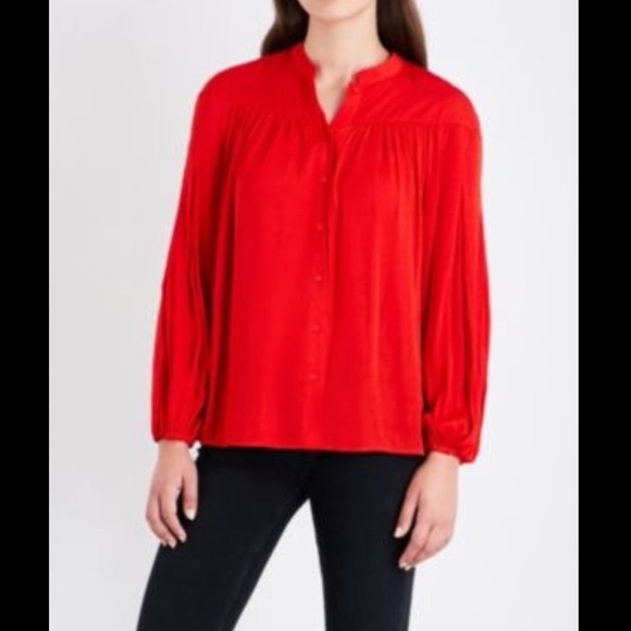 Maje Red Button down Blouse - Picture 8 of 8